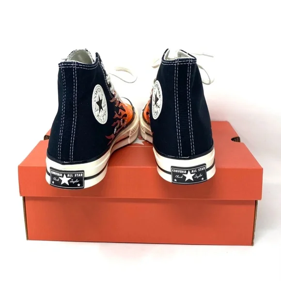 Converse Chuck 70 All Star High Top Flames Black Women's Canvas Sneakers 165024C - Picture 4 of 10